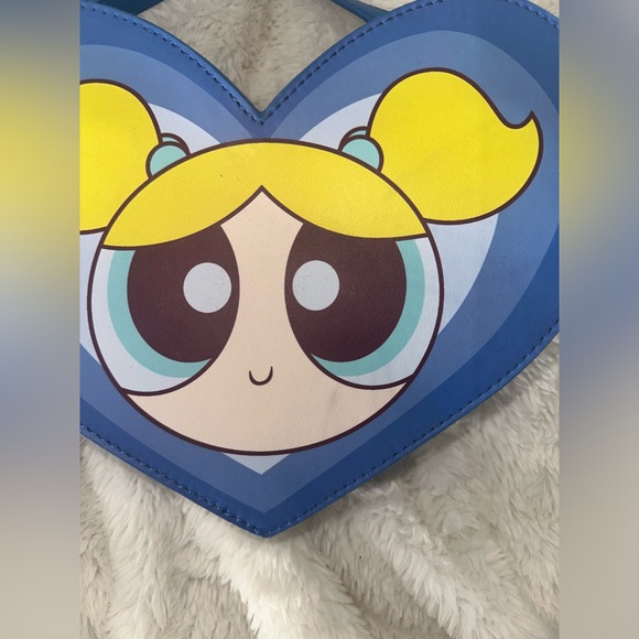 Rare Powerpuff Girls Bubbles Heart Shaped Blue Crossbody Bag/ Purse - Picture 6 of 6